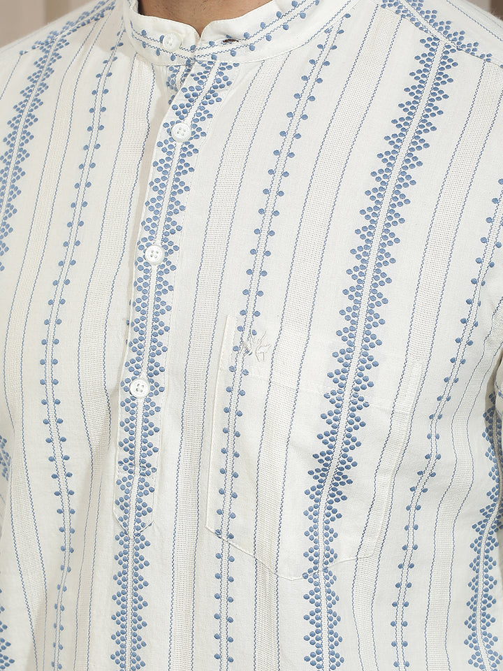 Blue Verical Stripes Shirt