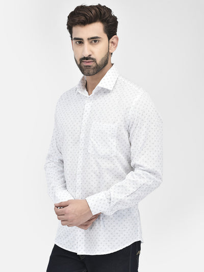 White Floral Print 100% Cotton Shirt