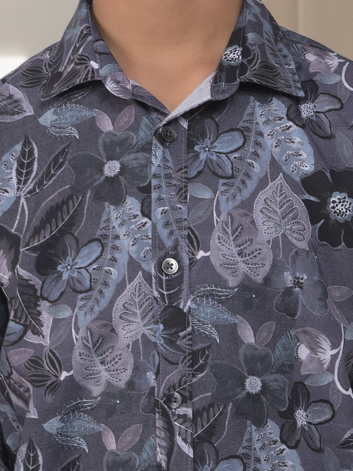 Grey Floral Print Shirt