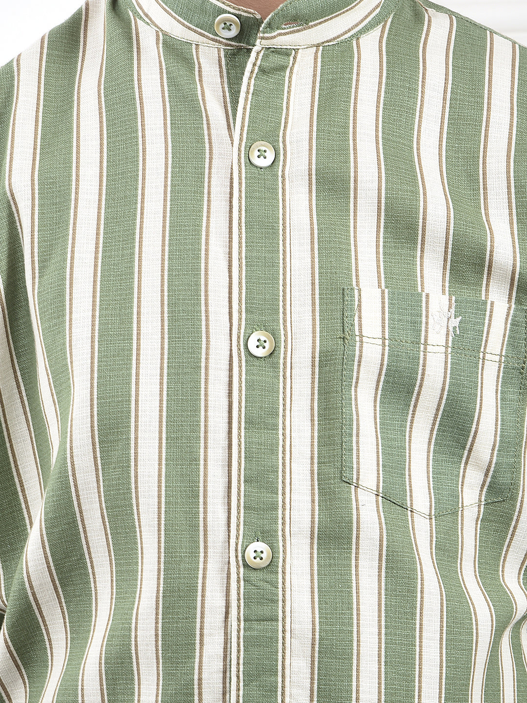 Green Striped 100% Cotton Shirt