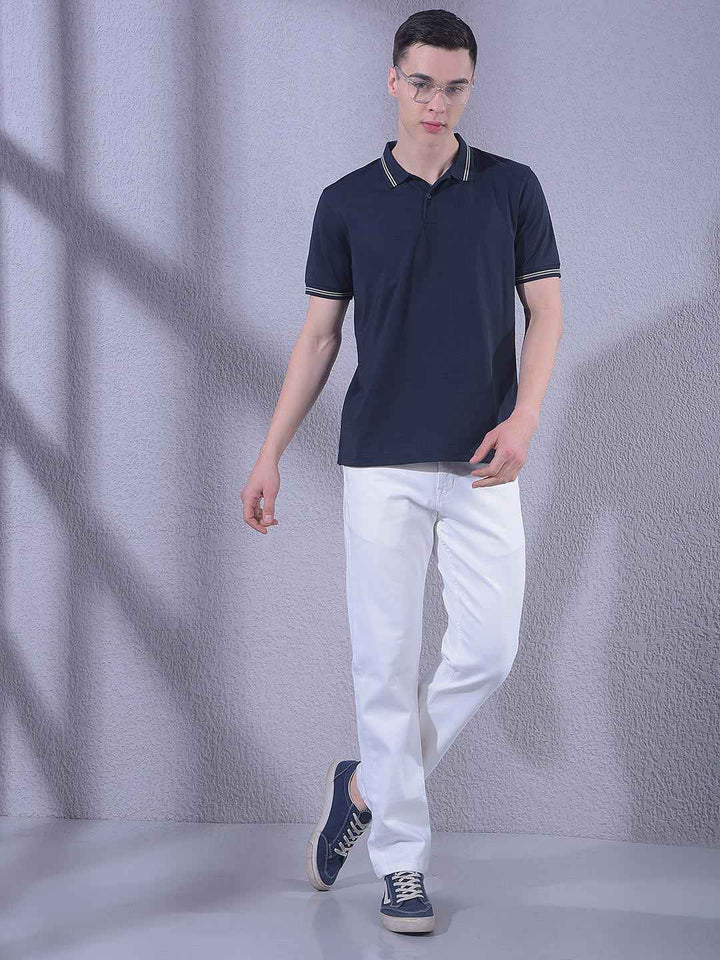 Navy Blue Polo Neck T-Shirt