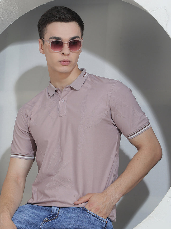 Pink Jacquard Polo T-Shirt