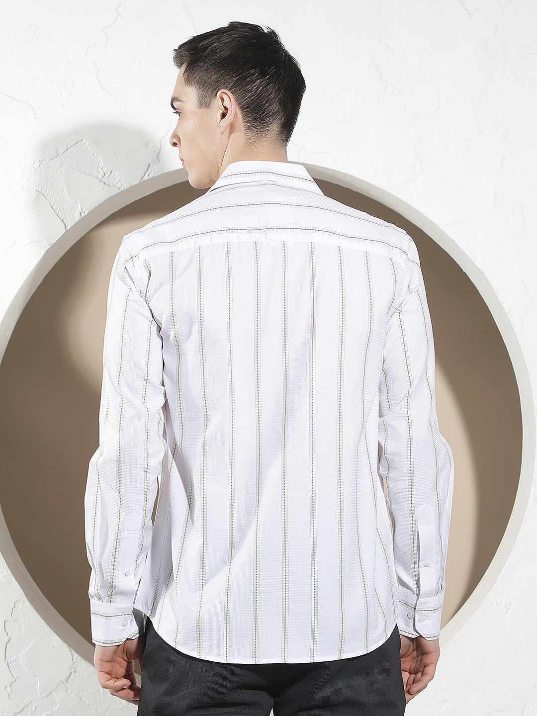 Green Vertical Striped 100% Cotton Shirt