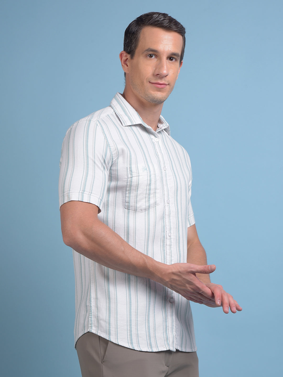 White Vertical Stripes 100% Cotton Shirt