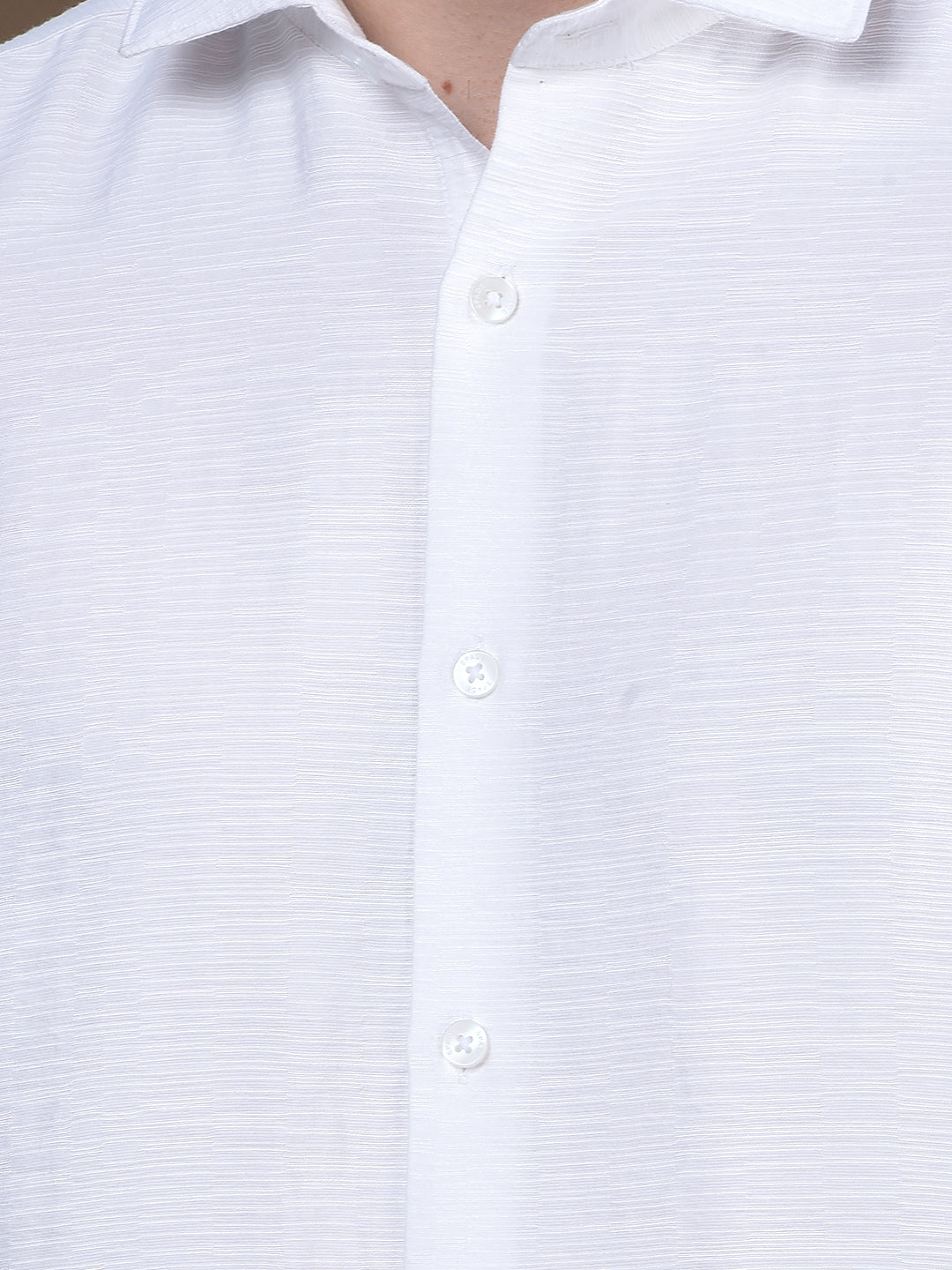 Pure White Woven Texture Shir