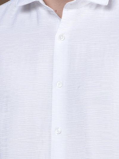 Pure White Woven Texture Shir