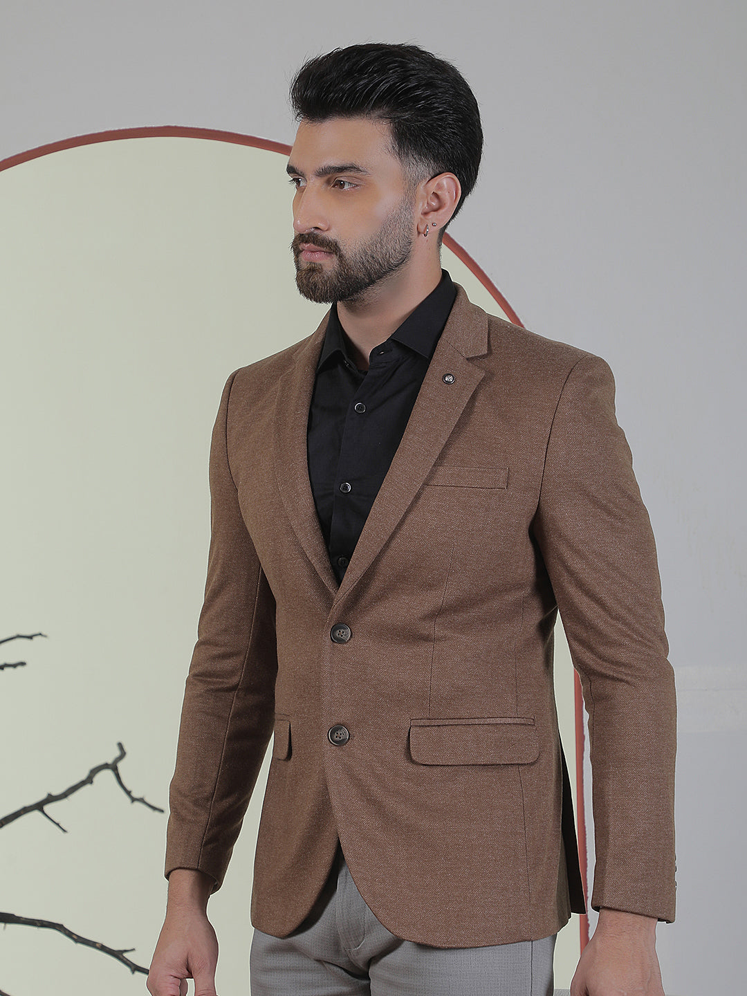 Brown Notch Lapel Blazer