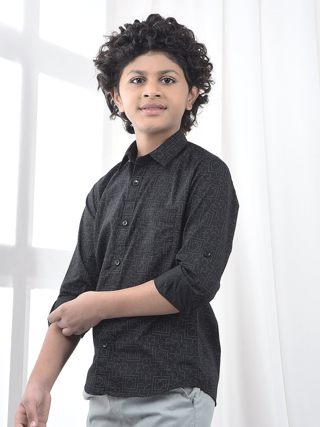 Black Geometric Print Shirt