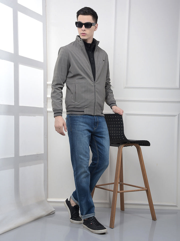 Beige Checked Puffer Jacket