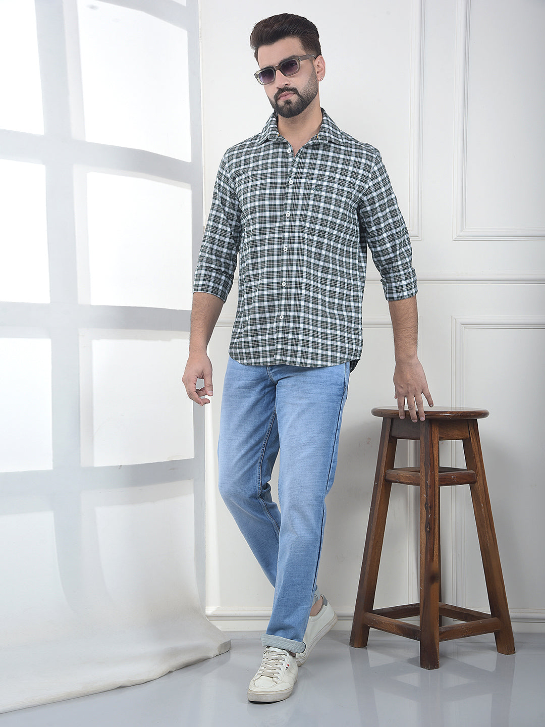 Ignite Forest Checked 100% Cotton Shirt