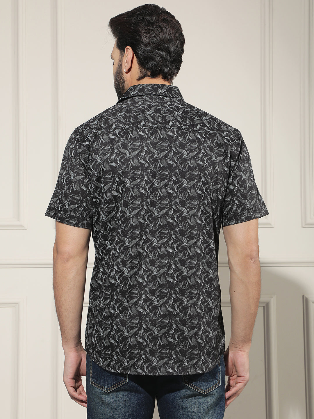 Black Printed 100% Cotton Shirt
