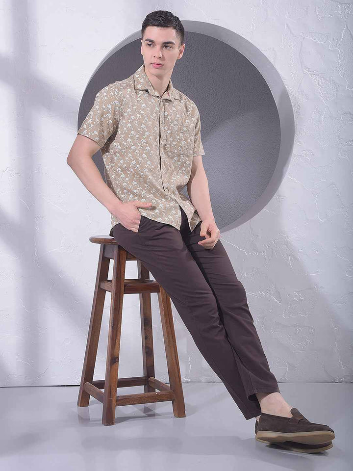 Brown Floral Print Shirt