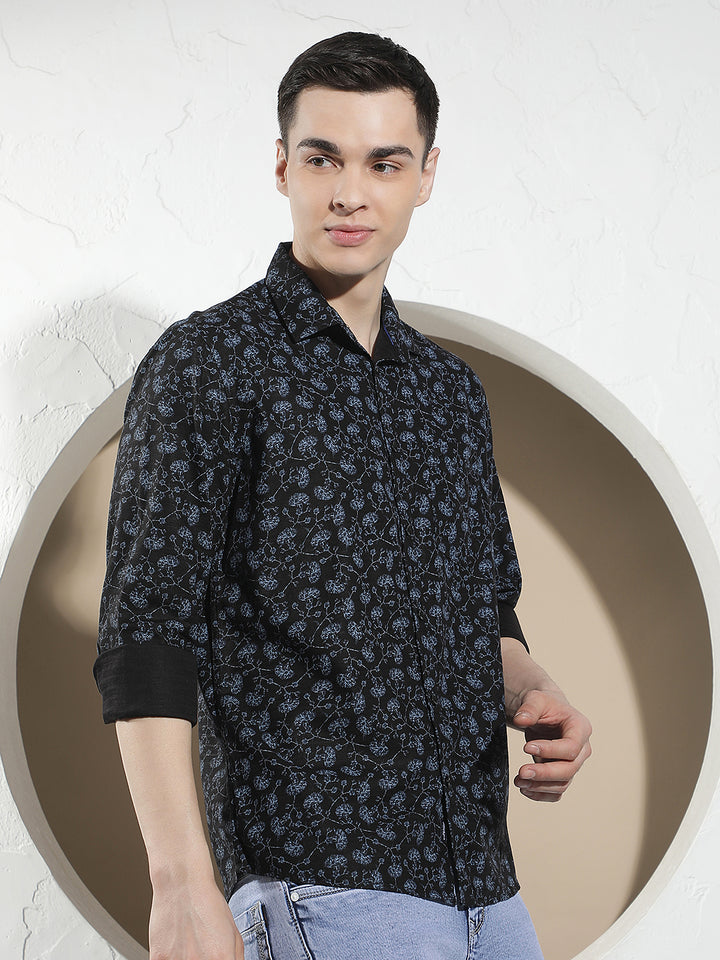 Blue Floral Print Shirt