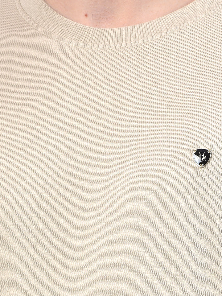 Sleek Beige 100% Cotton Sweatshirt
