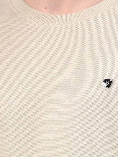 Sleek Beige 100% Cotton Sweatshirt