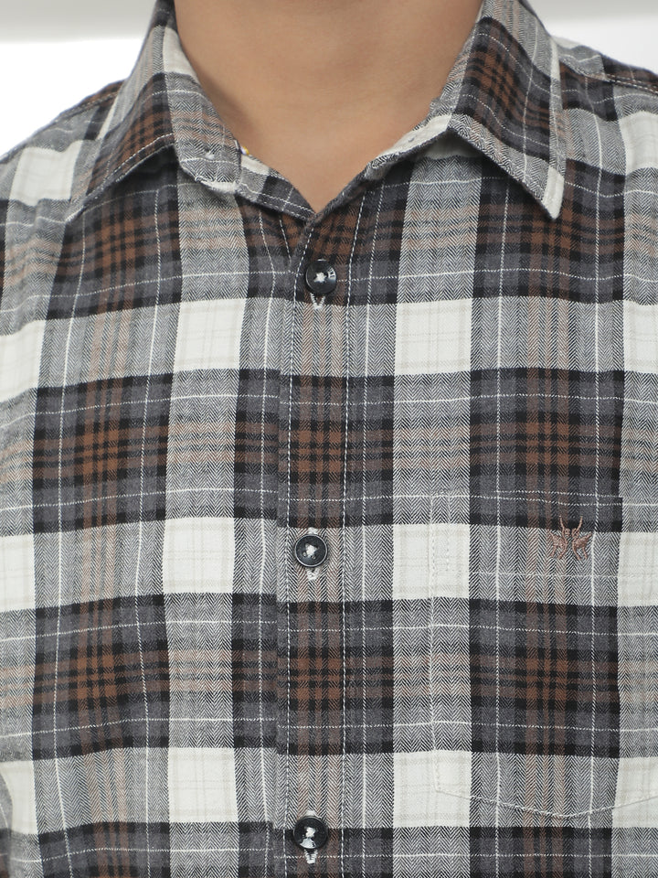 Grey Checked 100% Cotton Shirt