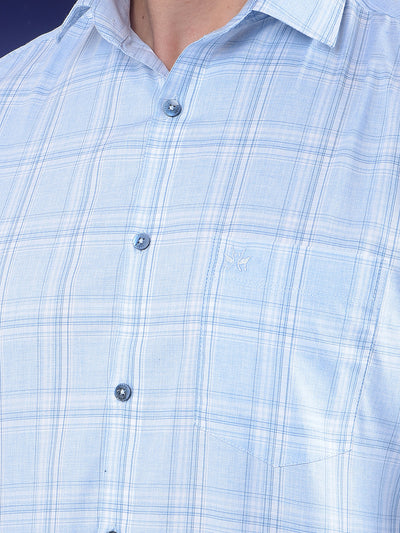 Blue Checked 100% Cotton Shirt