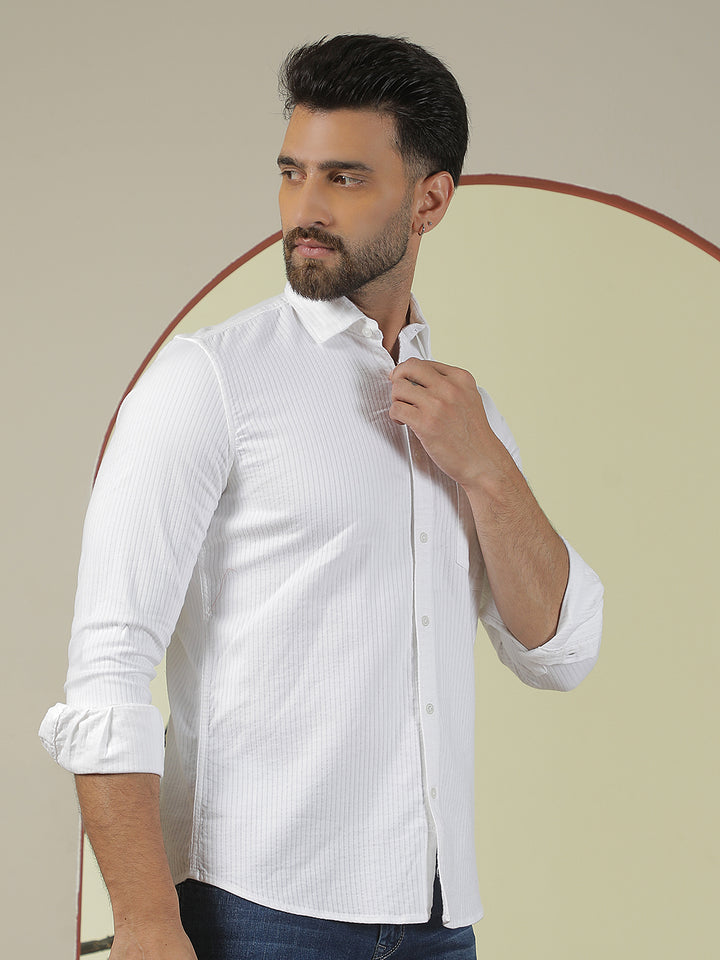 Classic Ivory White Striped Shirt