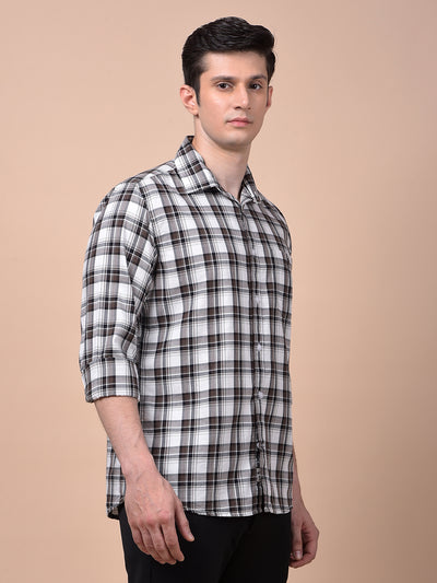 Brown Checked 100% Cotton Shirt