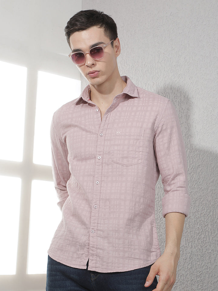 Purple Jacquard 100% Cotton Shirt