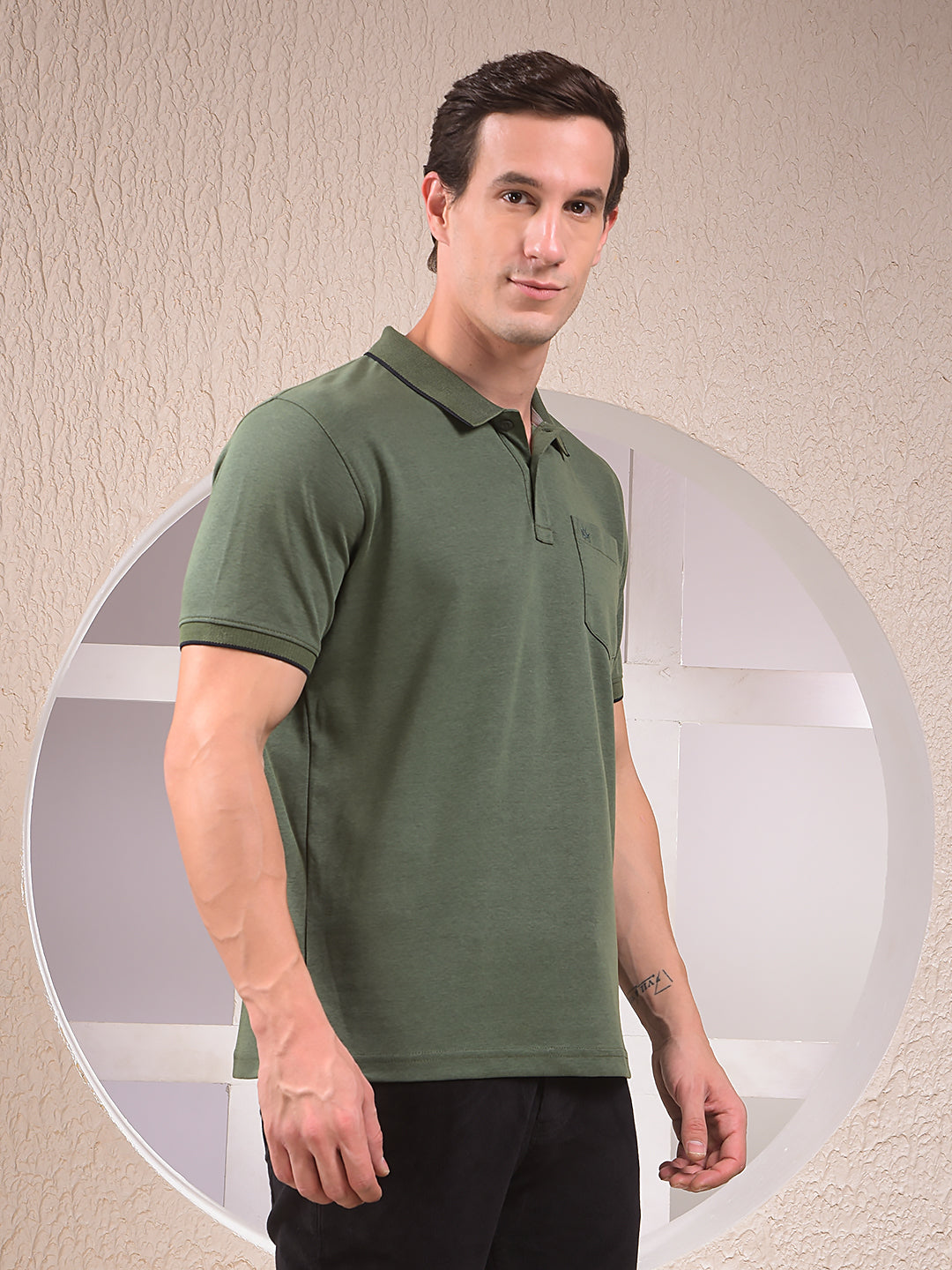 Green Polo Neck T-Shirt