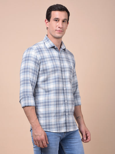 Blue Checked 100% Cotton Shirt