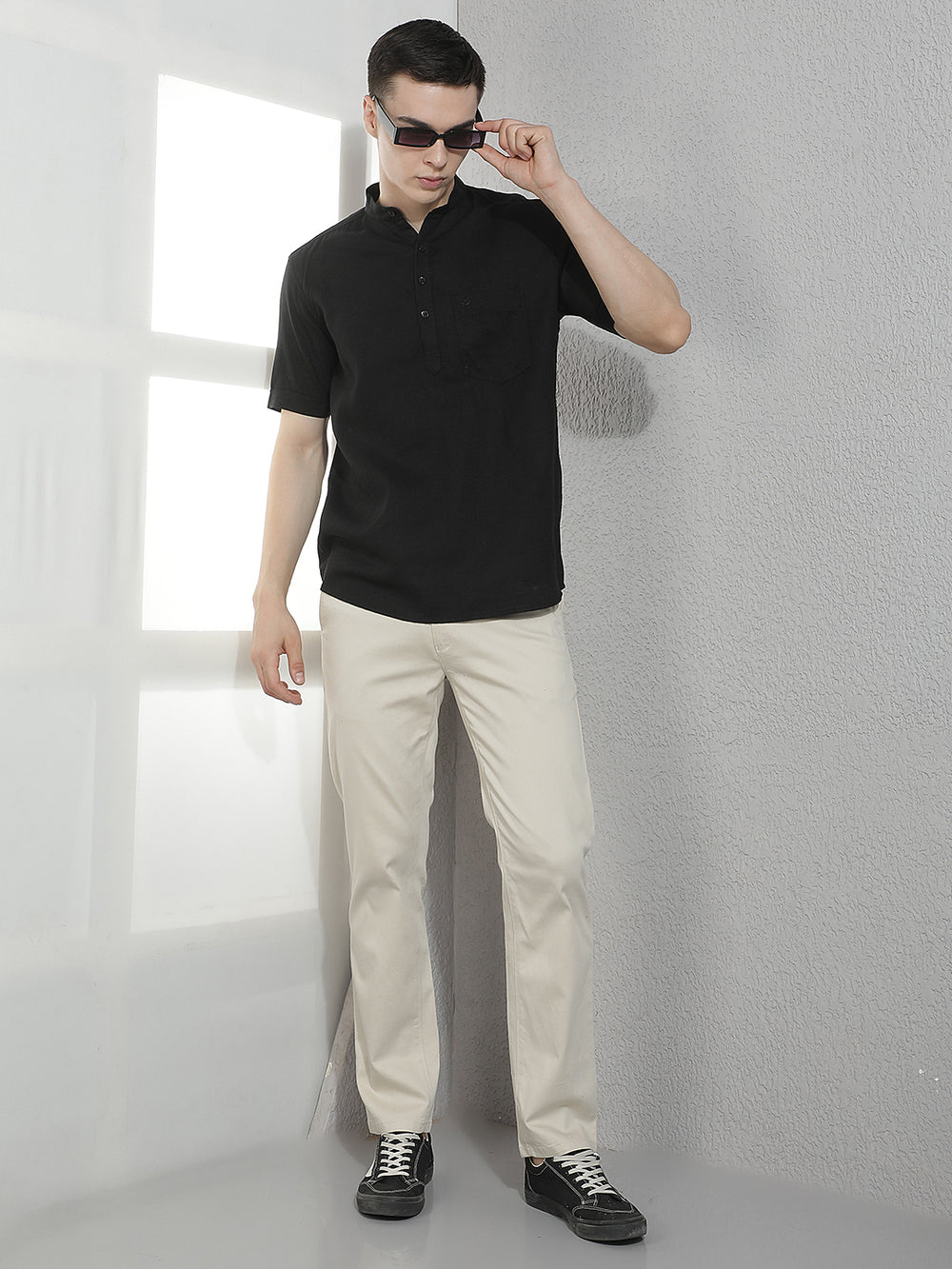 Classic Sleek Black Linen Kurta