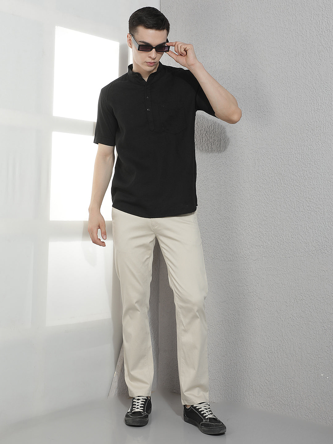 Classic Sleek Black Linen Kurta