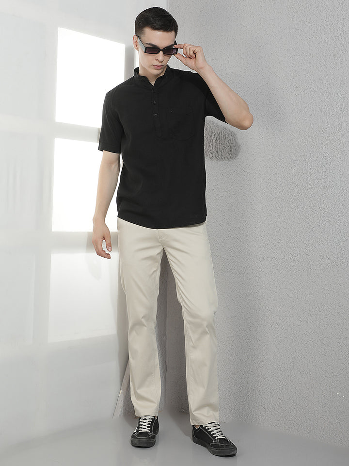 Classic Sleek Black Linen Kurta