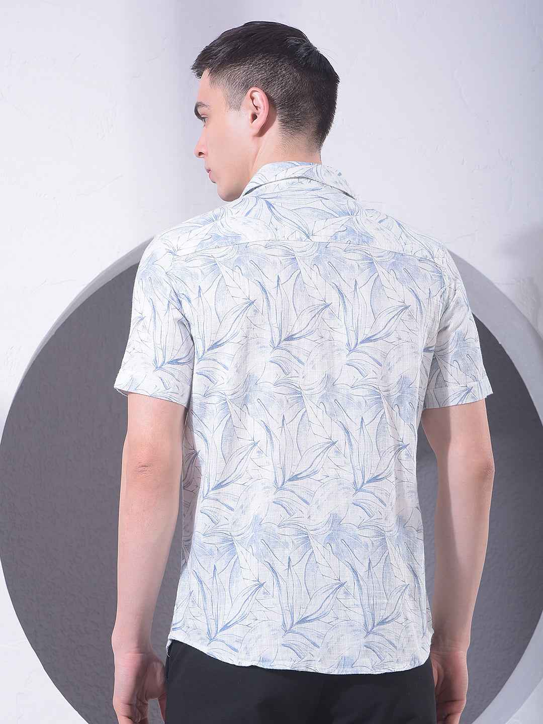 Blue Floral Print 100% Cotton Shirt
