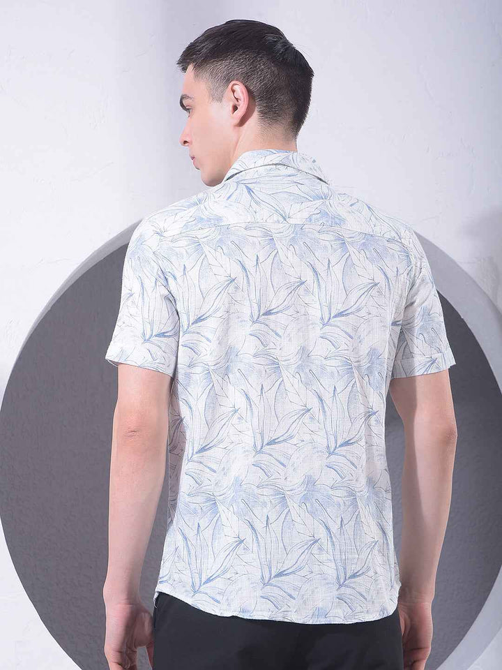 Blue Floral Print 100% Cotton Shirt
