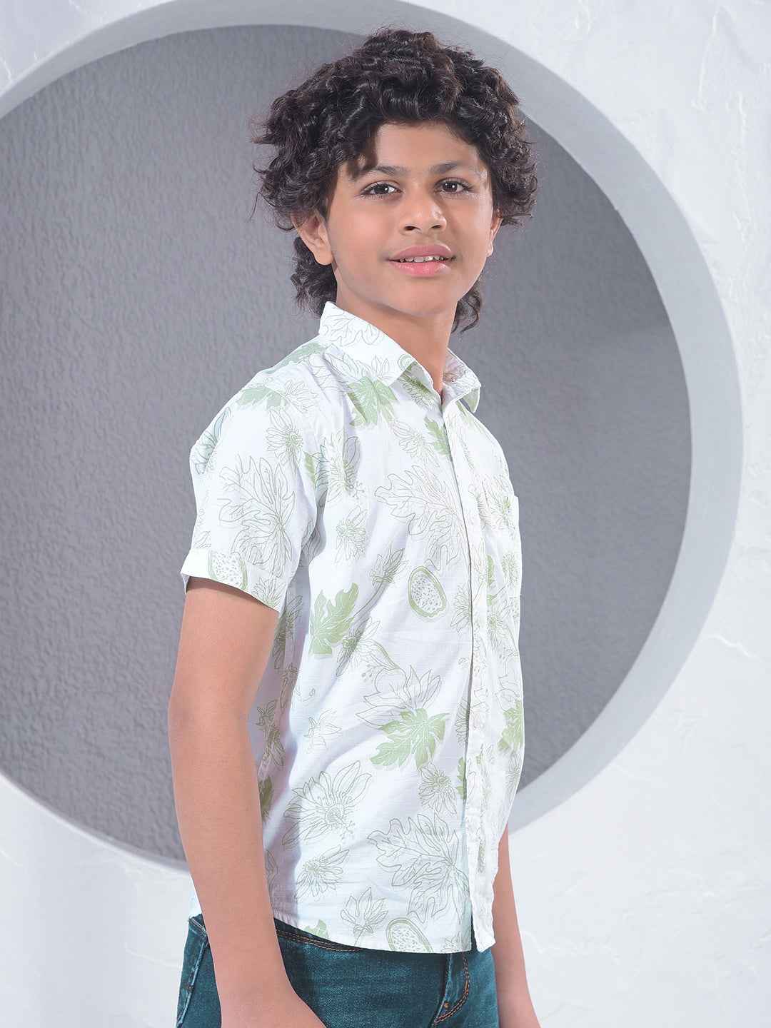 Green Floral Print Shirt