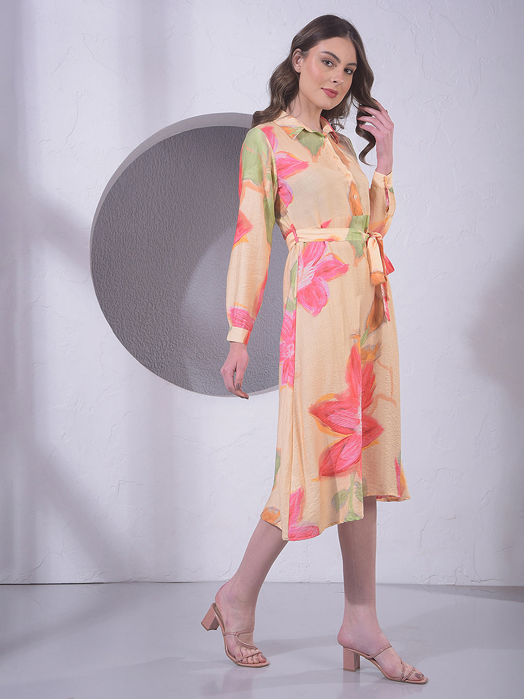 Multi-Color Floral Print Midi Dress