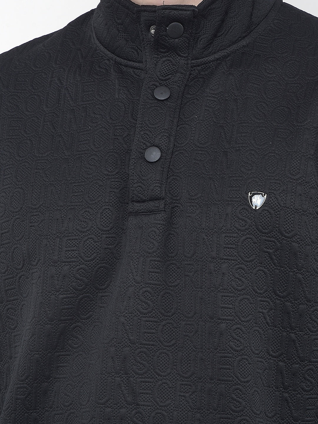 Black Embossed Polo Sweatshirt