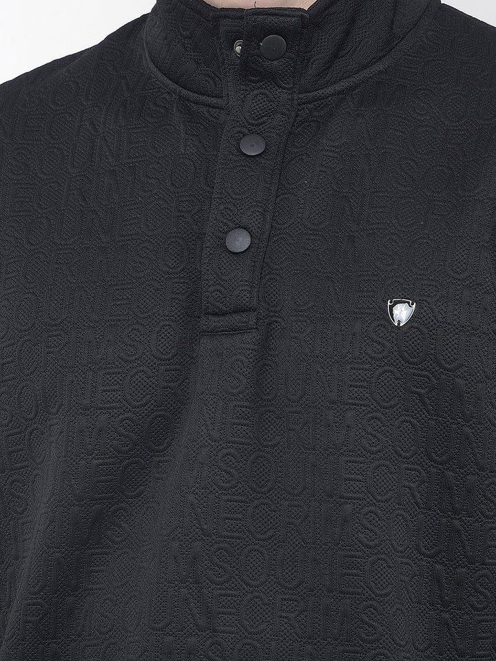 Black Embossed Polo Sweatshirt