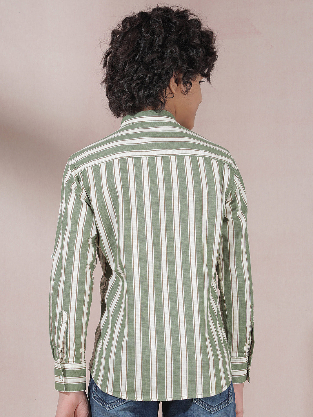 Green Striped 100% Cotton Shirt