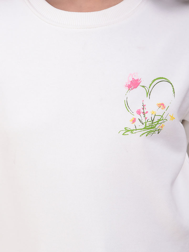 White Graphic Print Sweatshirt