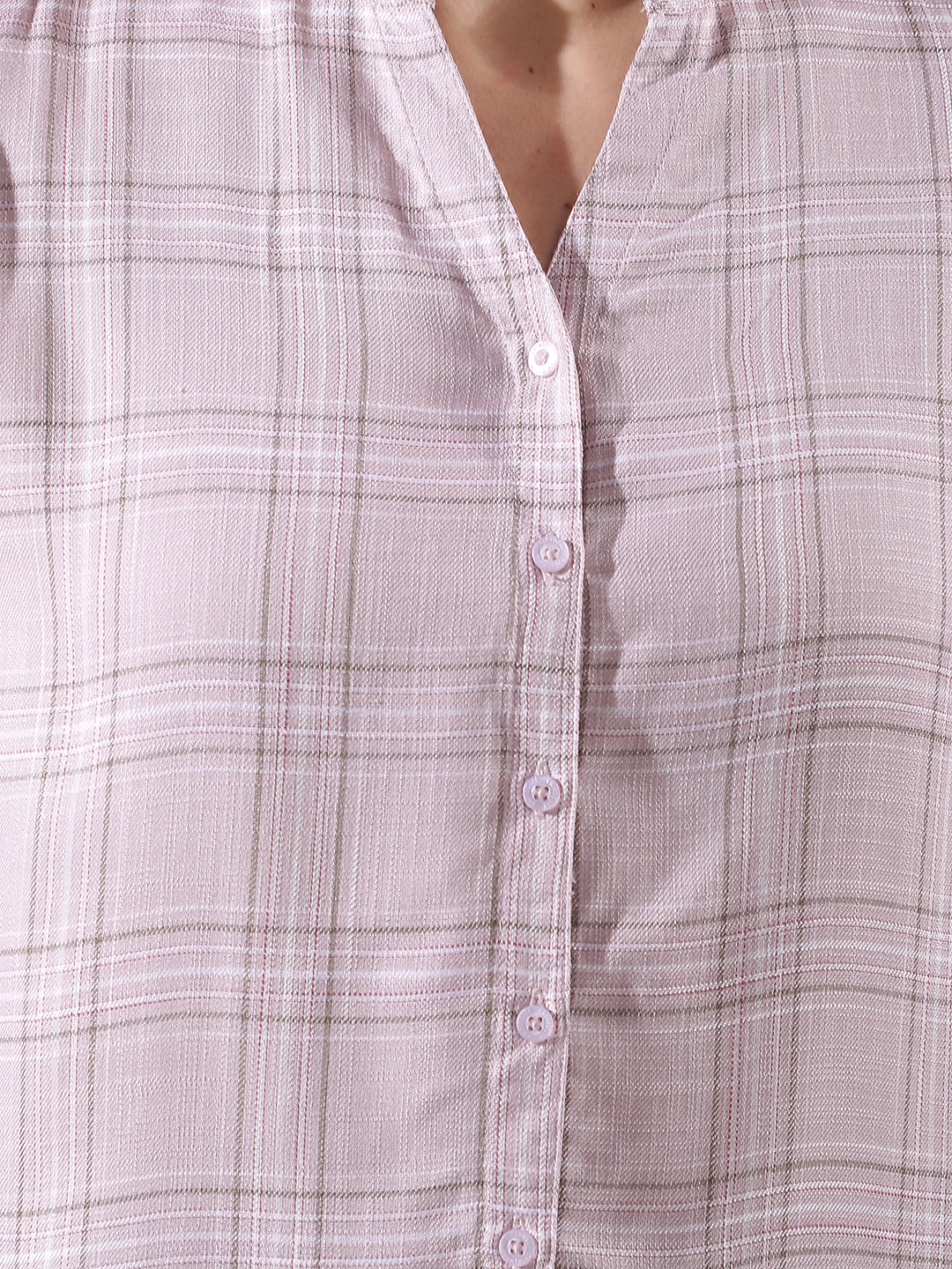 Purple Checked V-Neck Shirt
