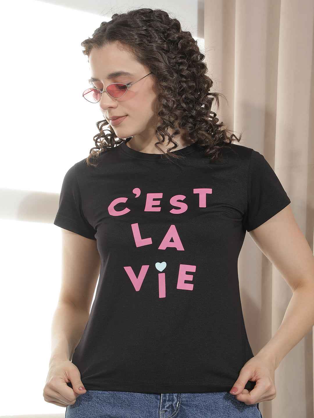 Black Typographic Printed T-Shirt