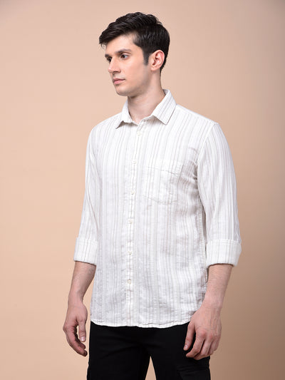 White Vertical Stripes 100% Cotton Shirt