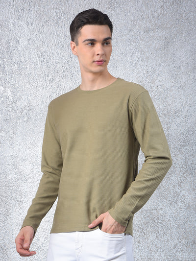 Olive Textured Knit Sweatshirt