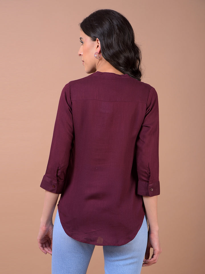 Maroon V-Neck Top