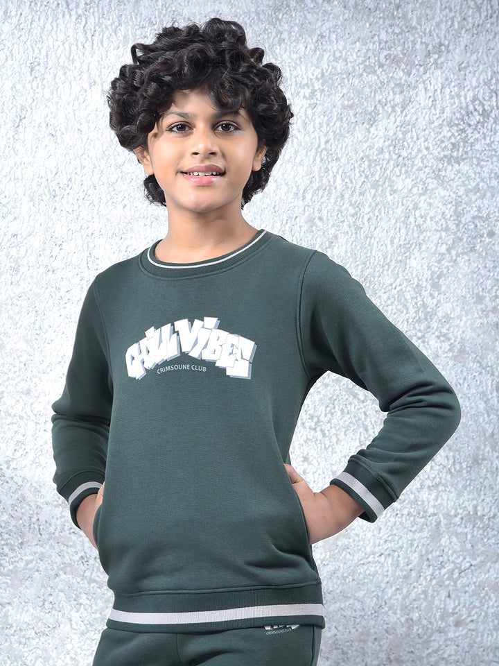 Green Typographic Print Sweatshirt