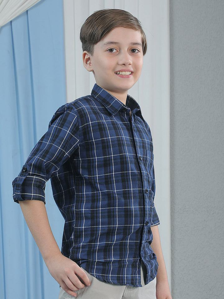 Blue Checked Corduroy Shirt