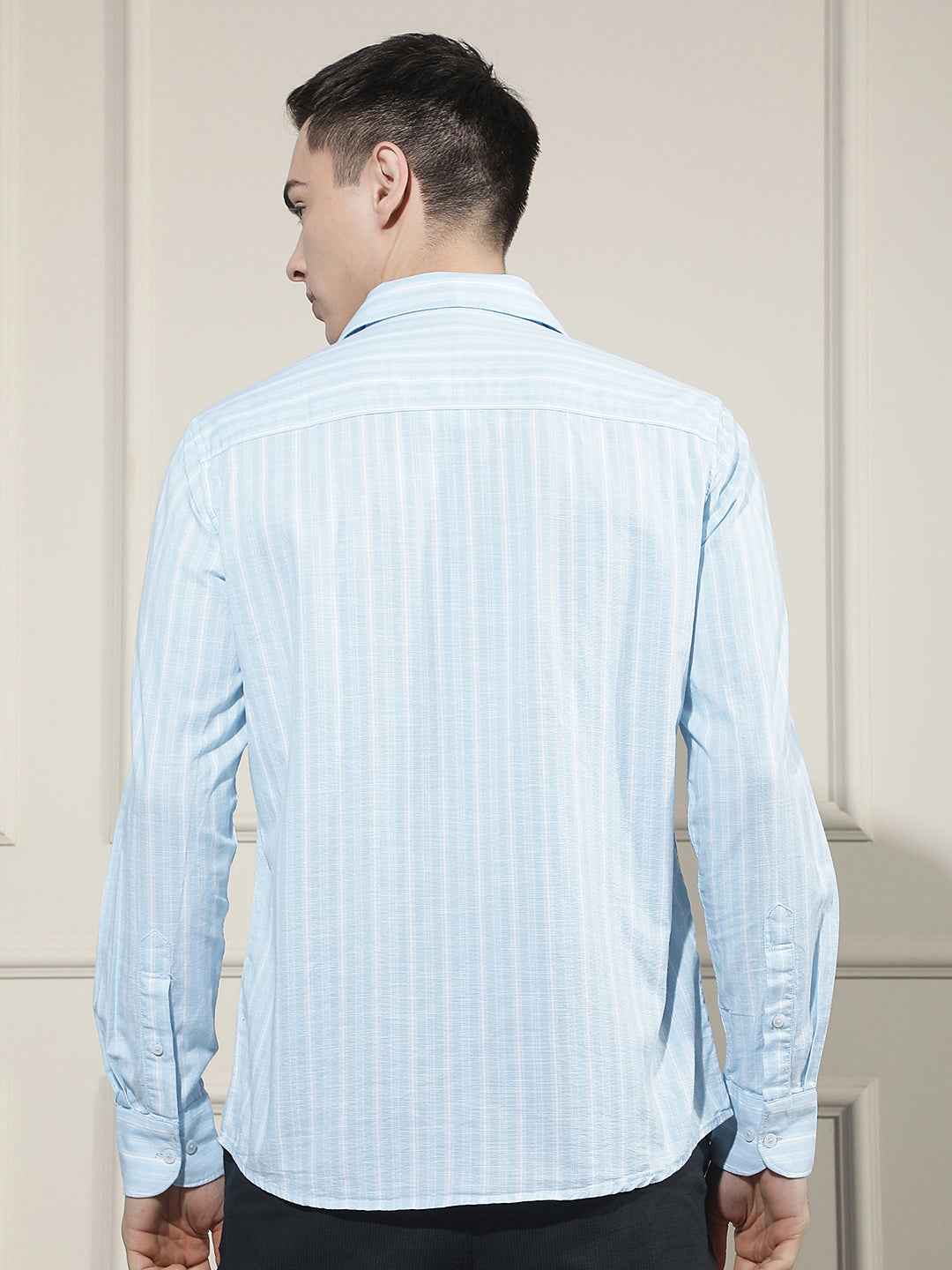 Blue Vertical Stripes 100% Cotton Shirt