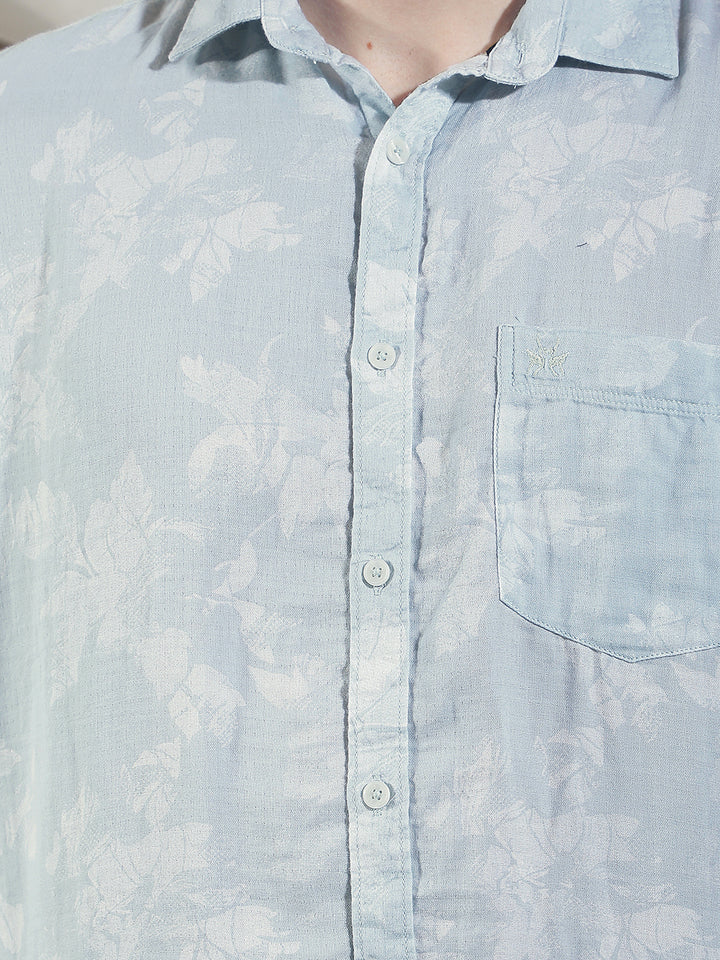 Blue Floral Print Shirt