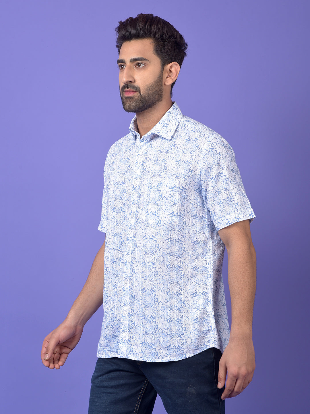 Blue Floral Print Shirt