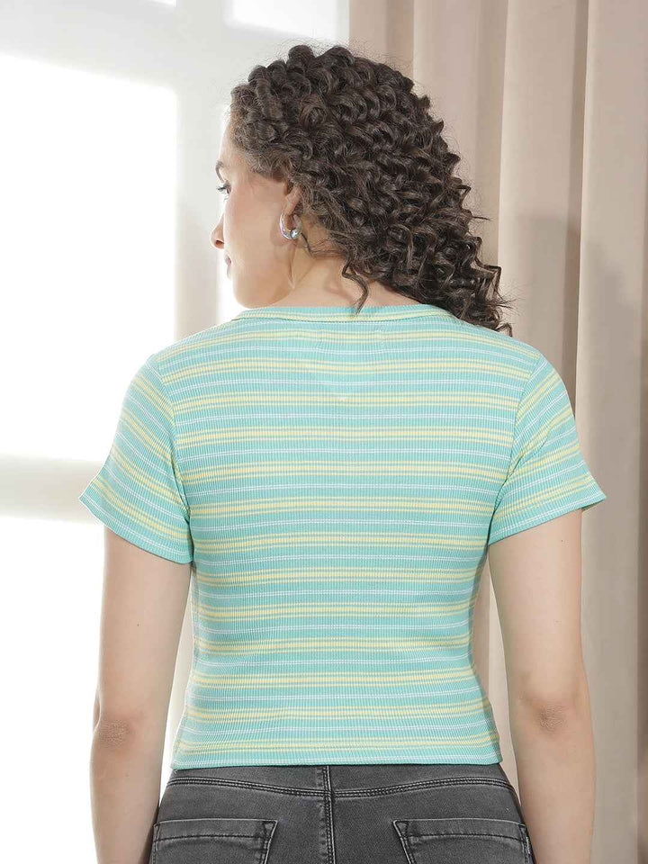 Green Horizontal Striped T-Shirt