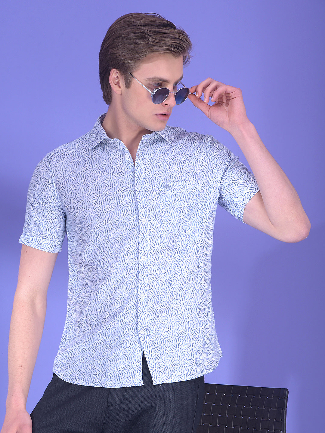 Blue Printed 100% Cotton Shirt