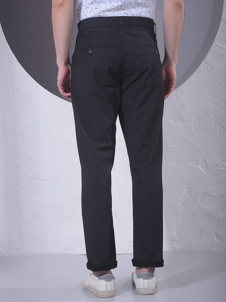 Sleek Black Checked Trousers